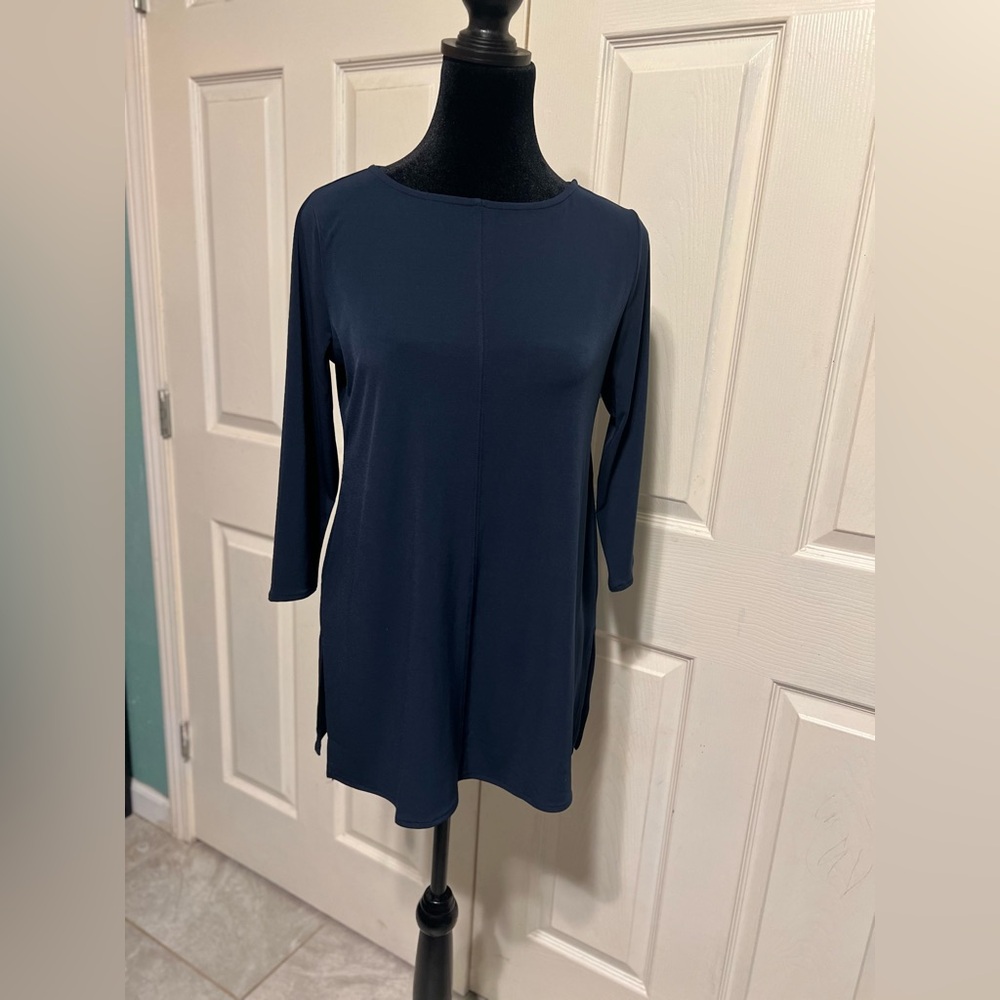 Alfani Navy Three-Quarter Sleeve Tunic